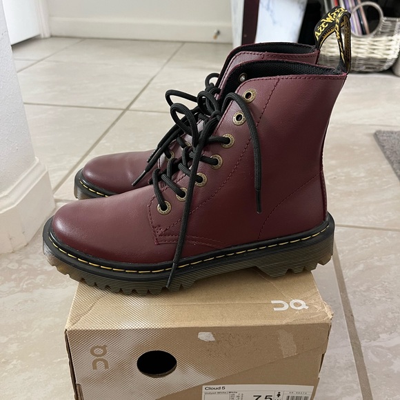 Dr. Martens Women's Burgundy Boots - Picture 2 of 7